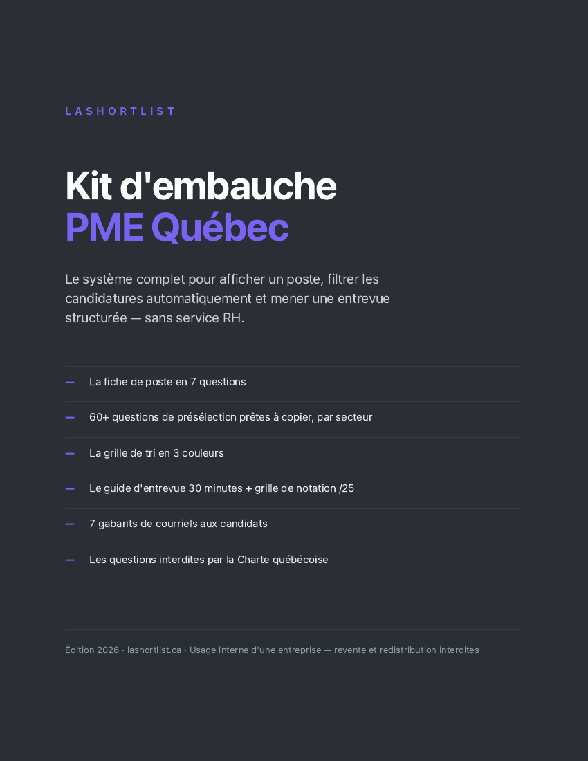 Couverture du Kit d'embauche PME Québec